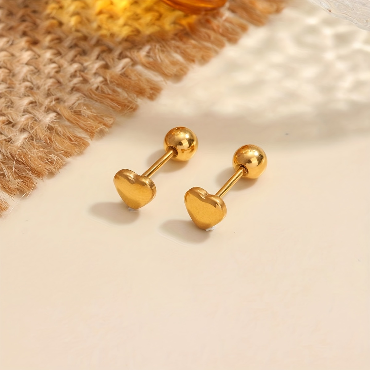 Stylish Heart-Shaped Twisted Round Ball Earrings — Stainless Steel